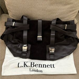 New LK Bennett Chocolate Brown Leather and Suede Large Shoulder Bag